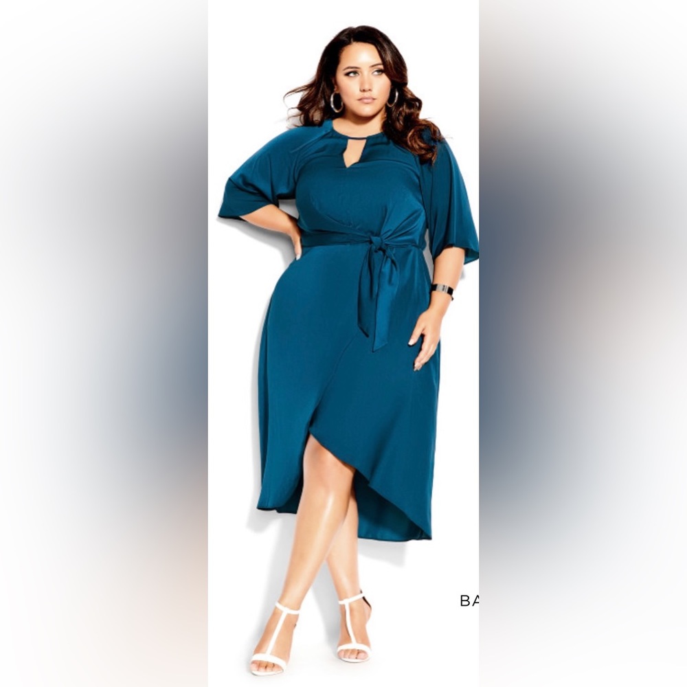 New! City Chic sleek tie empire waist dress